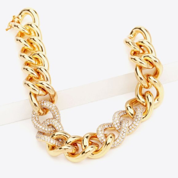 18K Gold Plated Cubic Zirconia Chain Bracelet For Women - Picture 2 of 6